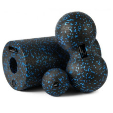 Набор для йоги PowerPlay PP_4008 EPP Foam Roller Set роллер + 2 массажных мяча Черно-синий (PP_4008_Bl/Blue)
