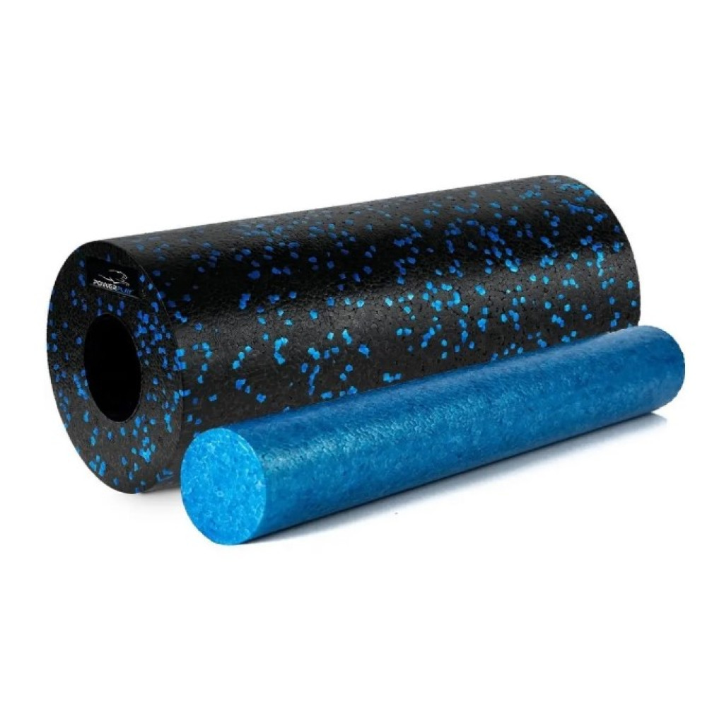 Масажний набір PowerPlay PP_4015 EPP Foam Roller Set 4in1 (2-ва роли + 2-ва м'ячі) Чорно-синій (PP_4015_Blue)