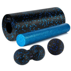 Массажный набор PowerPlay PP_4015 EPP Foam Roller Set 4in1 (2-я роллы + 2-я мячи) Черно-синий (PP_4015_Blue)