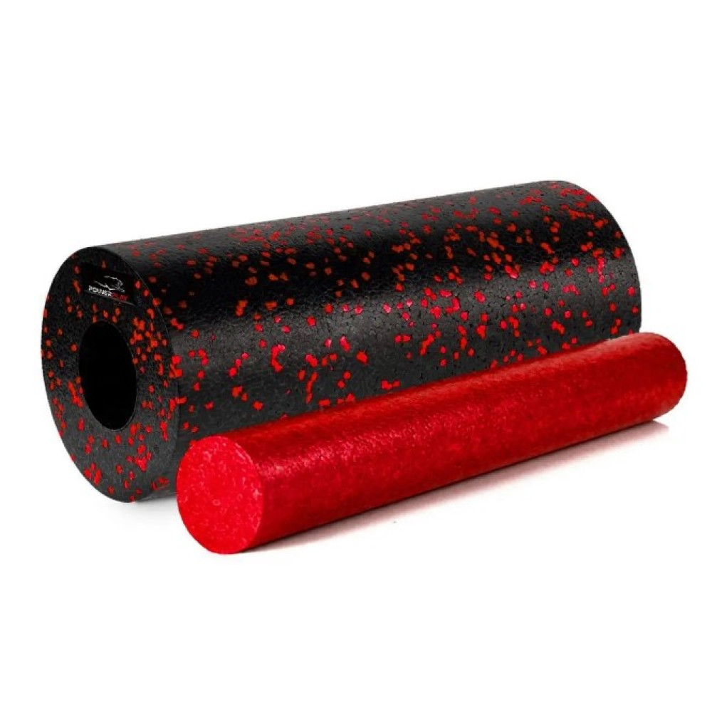 Масажний набір PowerPlay PP_4015 EPP Foam Roller Set 4in1 (2-ва роли + 2-ва м'ячі) Чорно-червоний (PP_4015_Red)