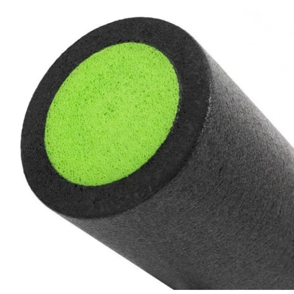 Масажний ролик (роллер) гладкий PowerPlay 4021 Fitness Roller Чорно-зелений (30x15 см) (PP_4021_BL/Green_(30*15))