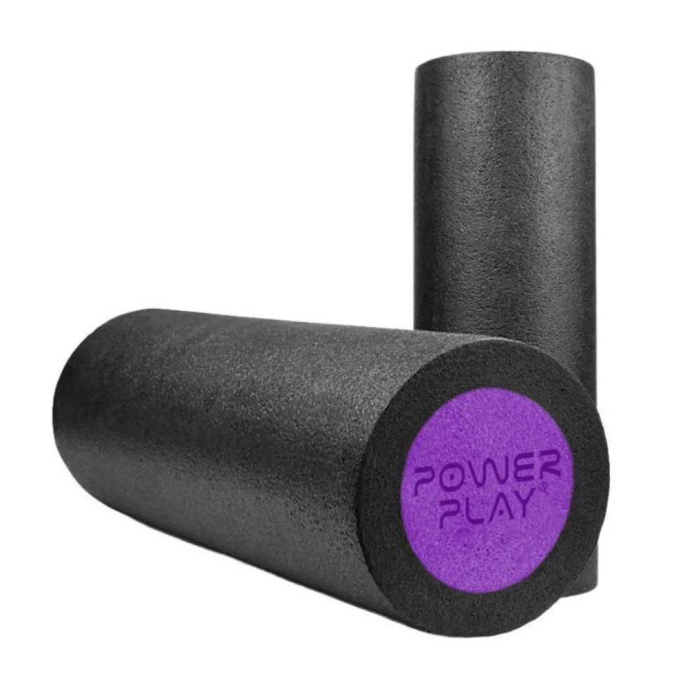 Массажный ролик (роллер) гладкий PowerPlay 4021 Fitness Roller Черно-фиолетовый 30x15 см (PP_4021_BL/Purple_(30*15))