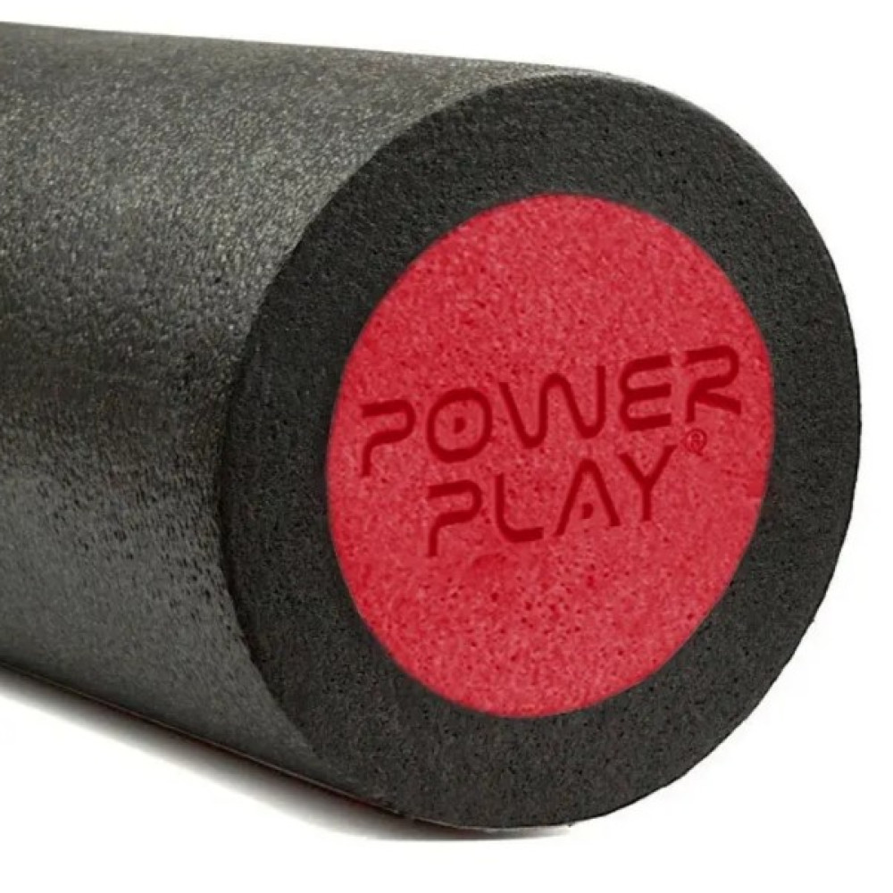 Масажний ролик (роллер) гладкий PowerPlay 4021 Fitness Roller Чорно-червоний (30x15 см) (PP_4021_BL/Red_(30*15))