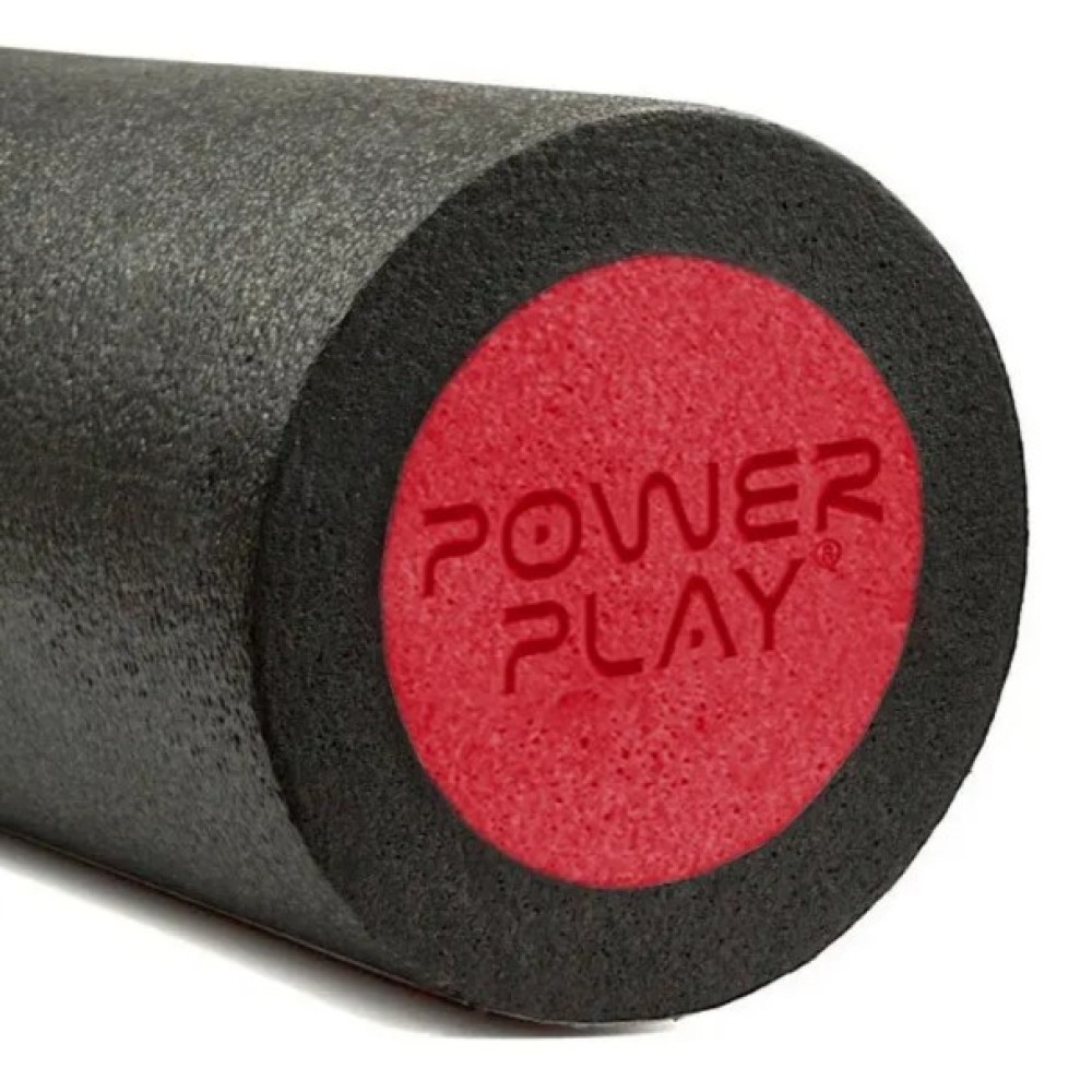 Масажний ролик (роллер) гладкий PowerPlay 4021 Fitness Roller Чорно-червоний (45x15 см) (PP_4021_Bl/Red_(45*15))
