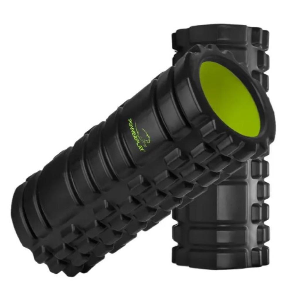 Масажний ролик (роллер) PowerPlay 4025 Massage Roller Чорно-зелений (33x15 см) (PP_4025_Black_Green)