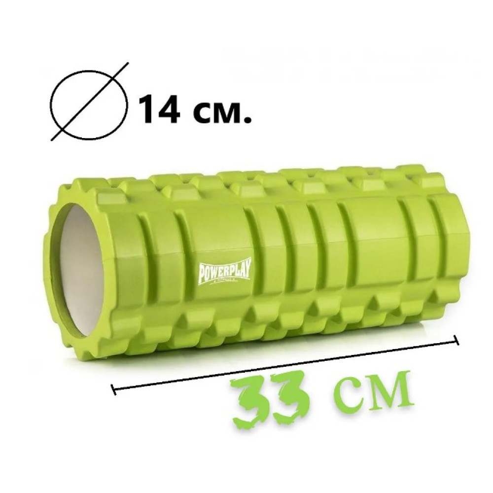 Масажний ролик (роллер) PowerPlay 4025 Massage Roller Зелений (33x14 см) (PP_4025_Green)