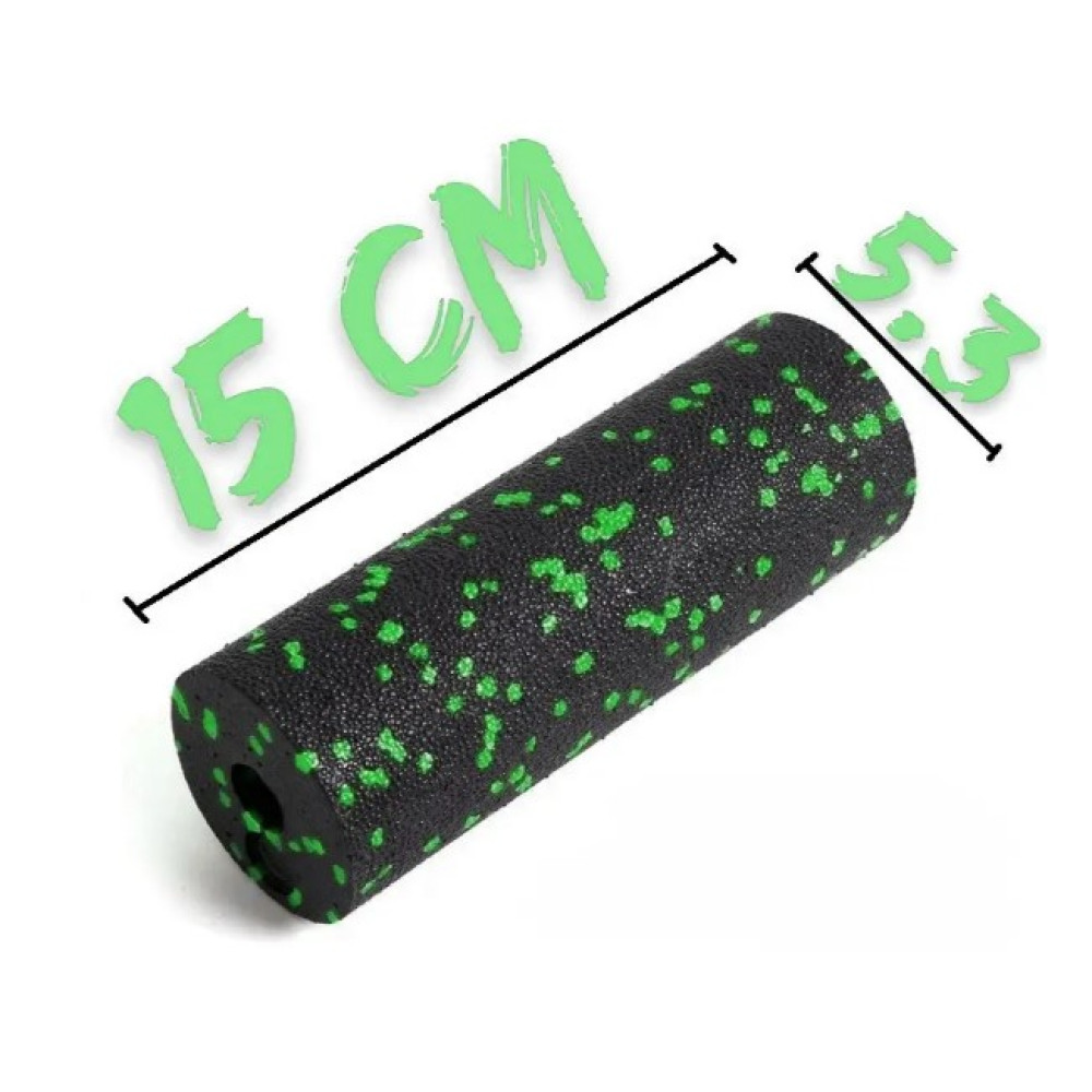 Набір для масажу та йоги PowerPlay PP_4091 EPP (2 м'ячики + валик масажер 15*5,3 см.) Green + гумка 5.5 кг (PP_4091_Green)