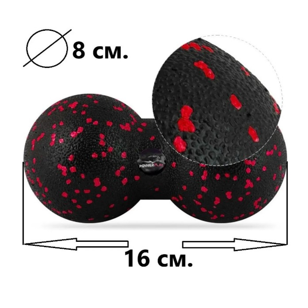Набір для масажу та йоги PowerPlay PP_4091 EPP (2 м'ячики + валик масажер 15*5,3 см) Red + гумка 11 кг (PP_4091_Red)