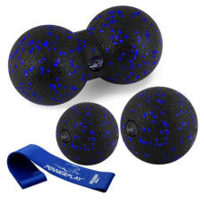Набор для массажа и йоги PowerPlay PP_4092 EPP (комплект из 3 штук) Blue + резинка 7,5 кг (PP_4092_Blue)