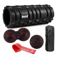 Набір для масажу та йоги PowerPlay PP_4096 (Ролик 33*14 + 2-ва мячі) Black + гумка 11 кг (PP_4096_Black)