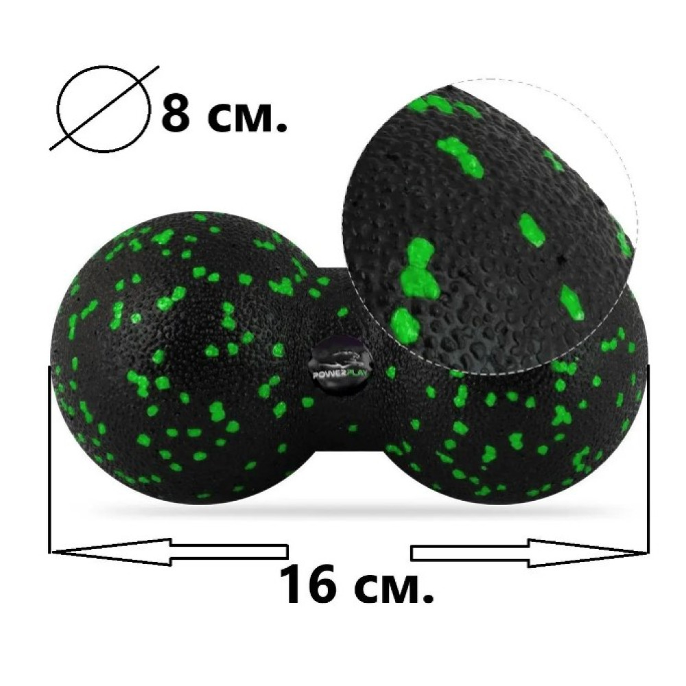 Набір для масажу та йоги PowerPlay PP_4097 (Ролик 30*10 + 2-ва мячі) Green + гумка 5.5 кг (PP_4097_Green)