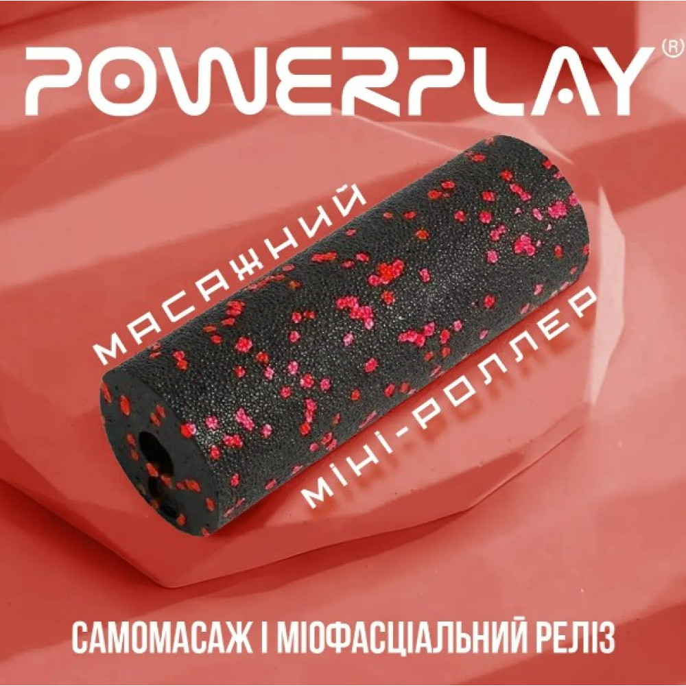 Масажний ролик (роллер) гладкий PowerPlay PP-4346 Mini EPP Foam Roller Чорно/Червоний (15,3x5,3 см) (PP_4346_Red_(15*5))