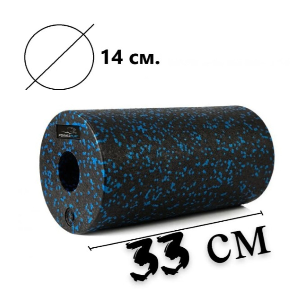Массажный ролик (роллер) гладкий PowerPlay PP-4347 EPP Foam Roller Черно/Синий (33x14 см) (PP_4347_Blue_(33*14))