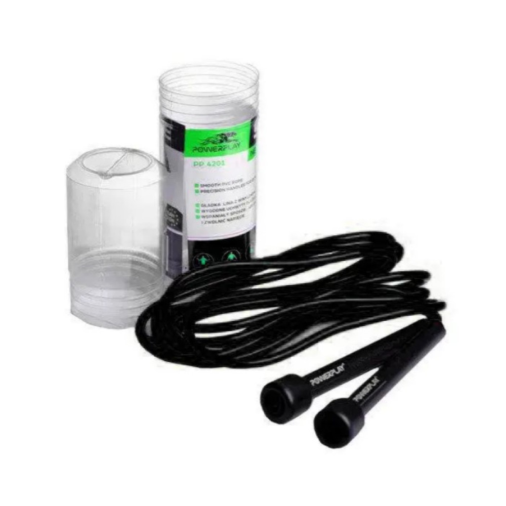 Скакалка PowerPlay 4201 Basic Jump Rope Чорна 2,8 м (PP_4201_Black)