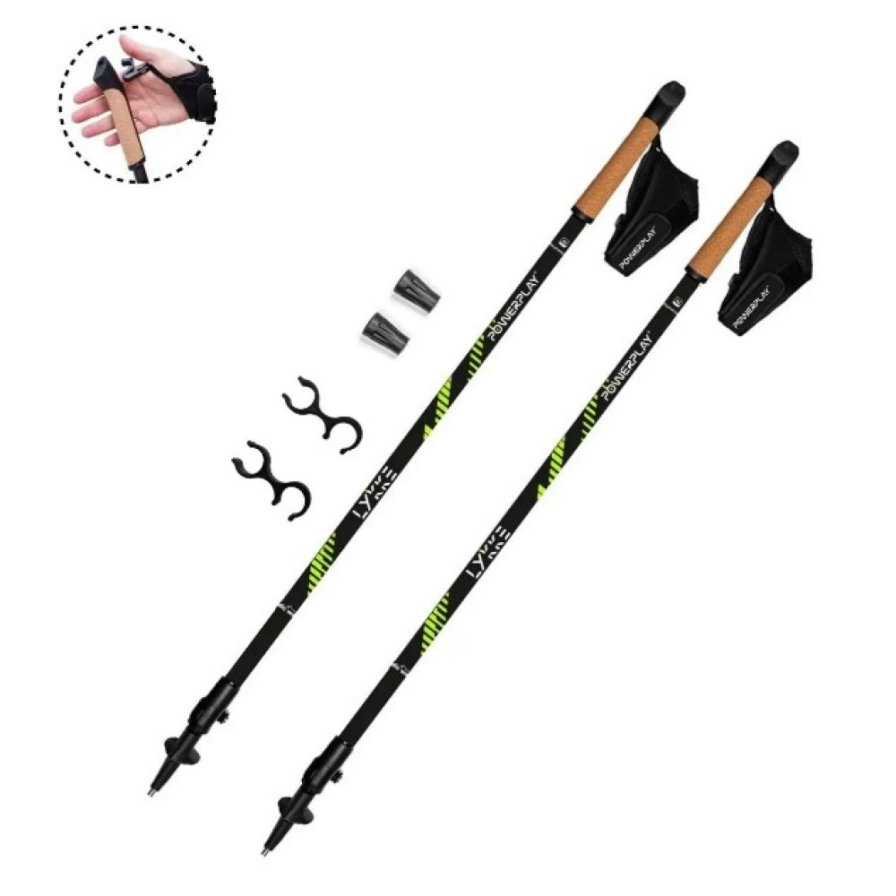 Палки для скандинавской ходьбы PowerPlay 9104 Lykke 80-135 см Black/Green (пара) (PP_9104_LYKKE)