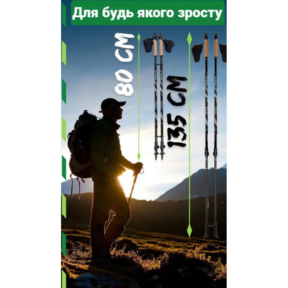Палиці для скандинавської ходьби PowerPlay 9104 Lykke Black/White 80-135 см (пара) (PP_9104_LYKKE_Bl/White)