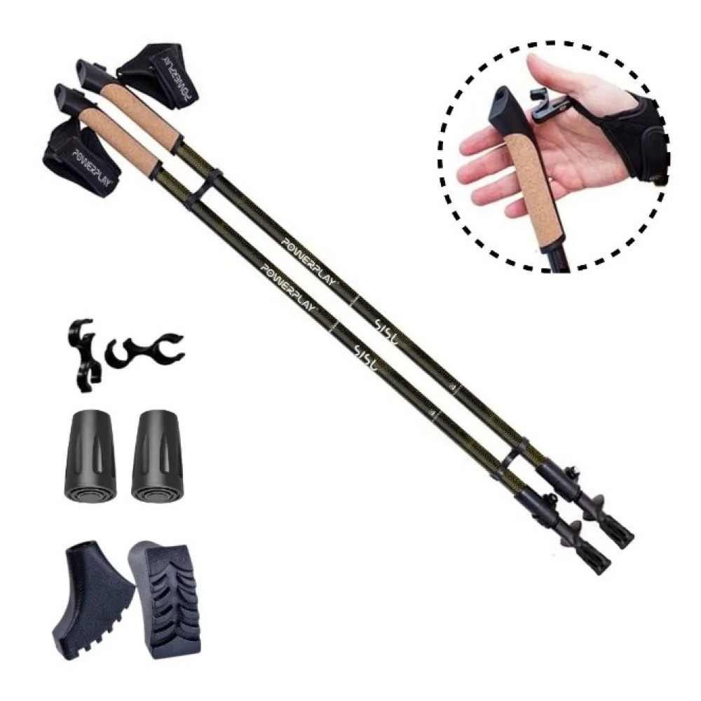 Палиці для скандинавської ходьби PowerPlay 9105 Sisu Black/Gold 80-135 см (пара) (PP_9105_SISU)