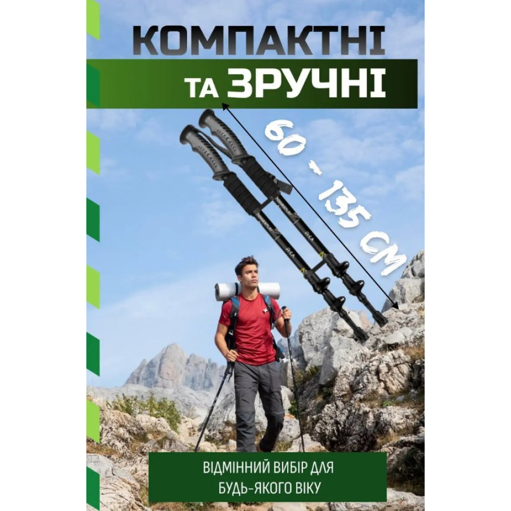 Трекінгові палиці PowerPlay 9106 Fika Black/Red 60-135 см (пара) (PP_9106_FIKA_Bl/Red)