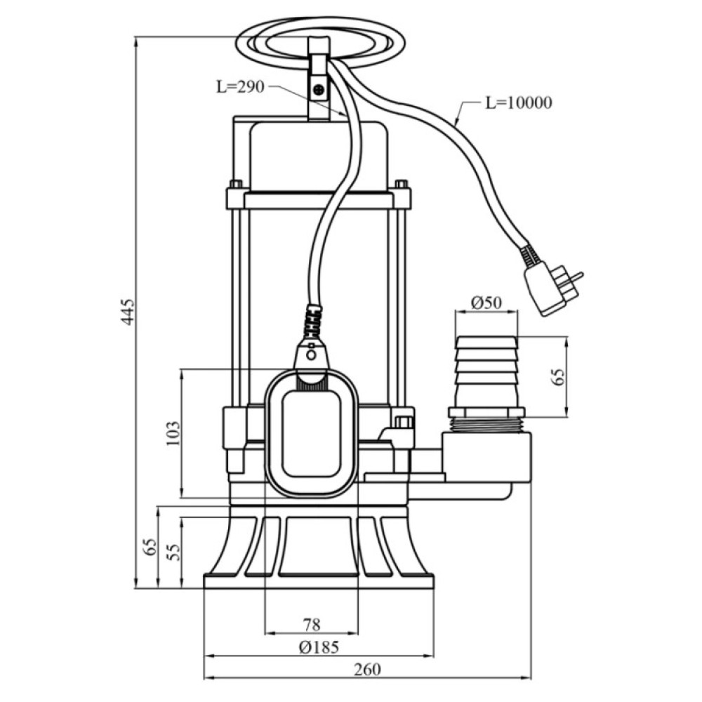 Дренажно-фекальный насос Pumpman 50WFD11-10-1.1G(A) Нmax 15 м Qmax 17 куб,м 1100 Вт (CV033201)