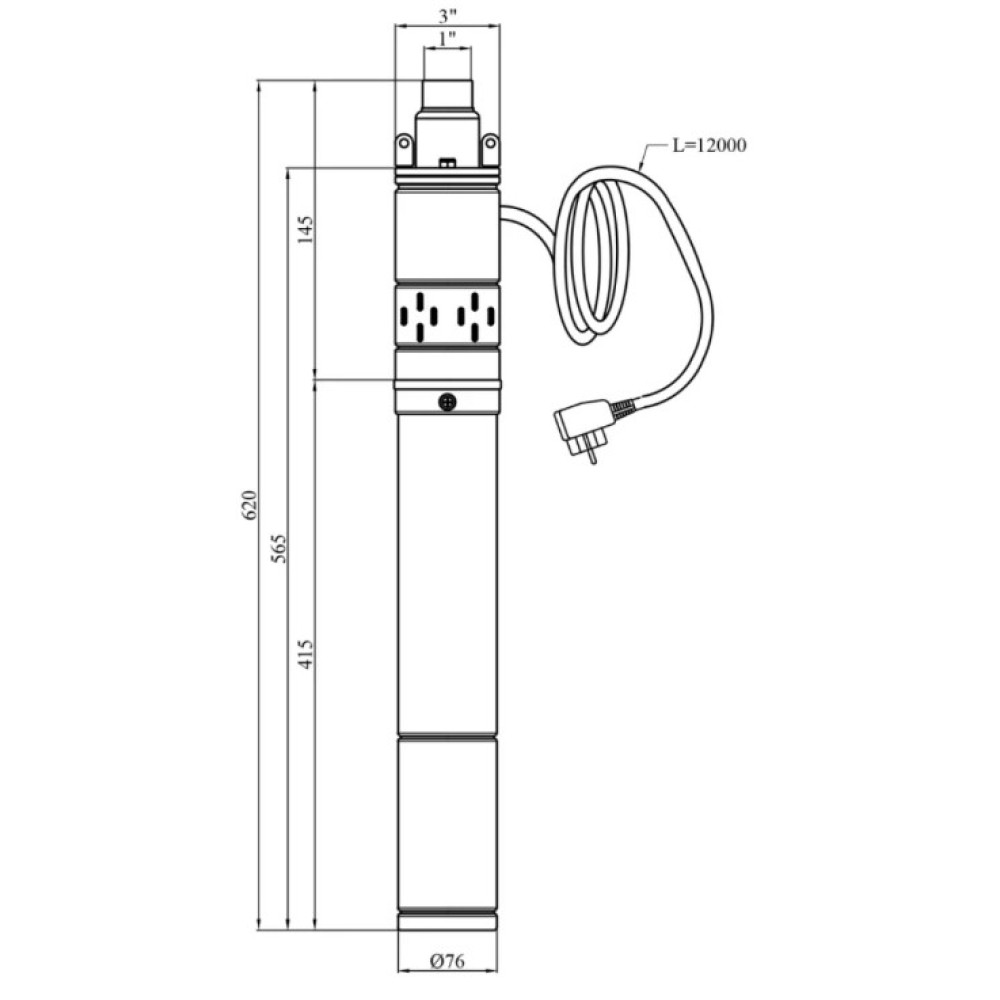 Насос глубинный шнековый Pumpman 3QGD2-125-0.55 кВт Нmax 125 м Qmax 1,8 куб.м 550 Вт (CV029776)