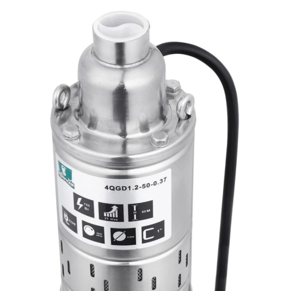Насос глубинный вихревой PUMPMAN 4QGD1.2-50-0.37 кВт Нmax 80 м Qmax 1,5 куб.м 370 Вт (CV029777)