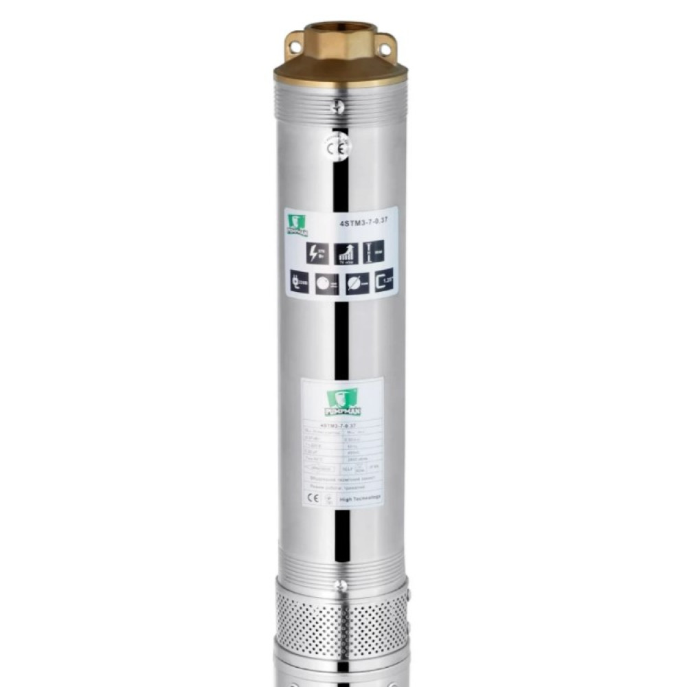 Насос глибинний відцентрований багатоступінчатий Pumpman 4STM3-7-0,37 кВт Hmax 50 м Qmax 4,8 куб.м 370 Вт (CV032268)