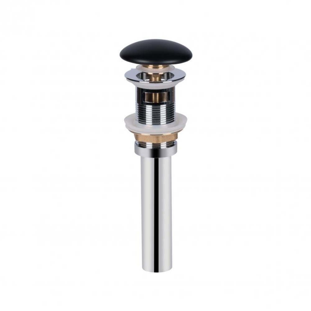 Донний клапан для раковини Qtap PU03O 70х70х227.5 Matt black з переливом
