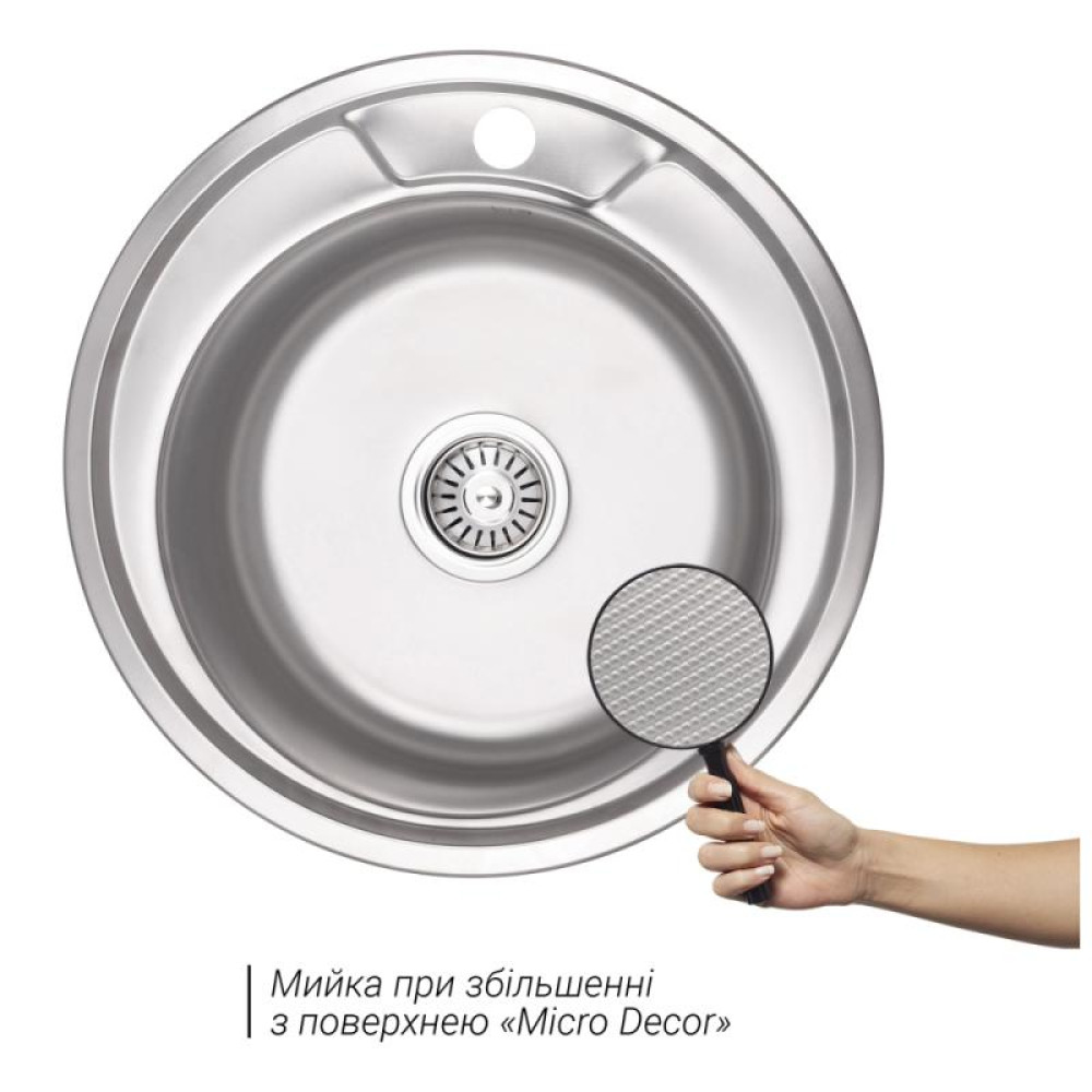 Кухонна мийка Lidz 490-A Micro Decor 0,6 мм (LIDZ490AMDEC06)