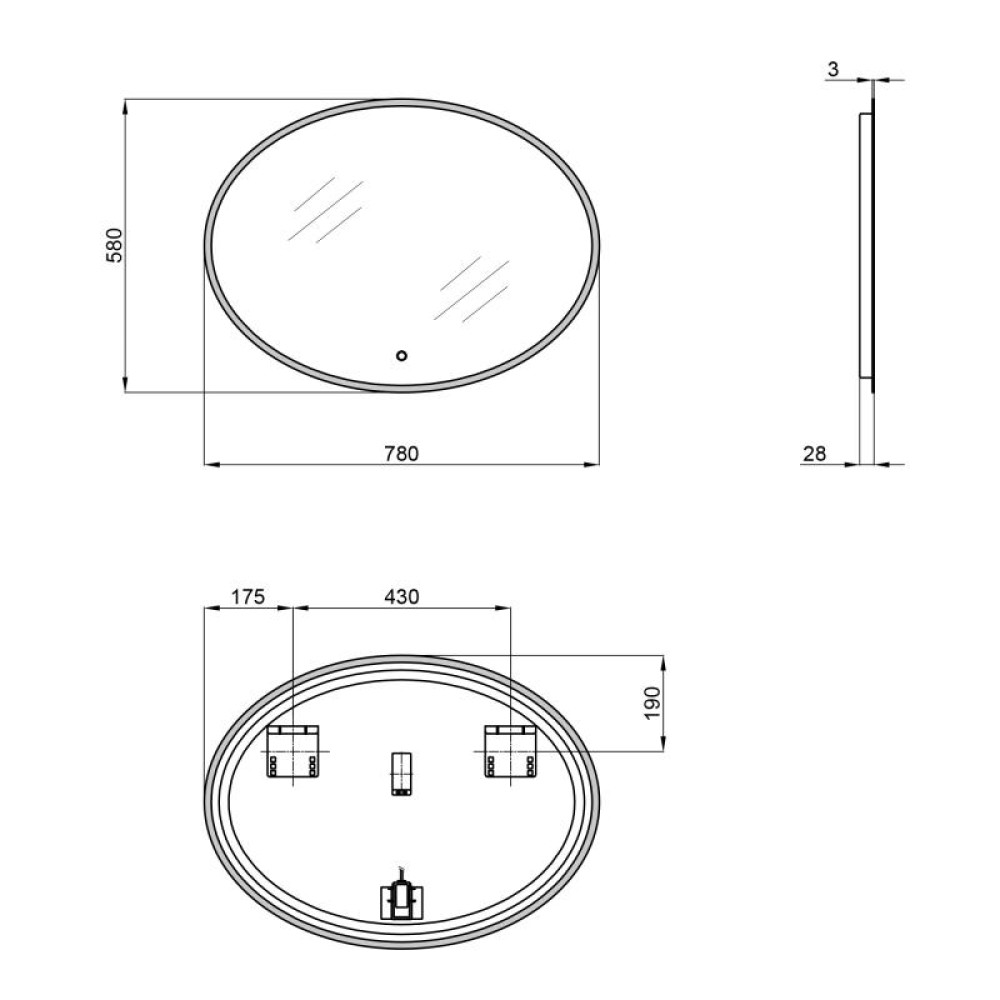 Дзеркало Qtap Virgo з LED-підсвічуванням QT18783502W 