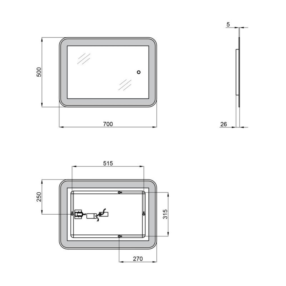 Дзеркало Qtap Swan з LED-підсвічуванням, Reverse QT167814145070W 