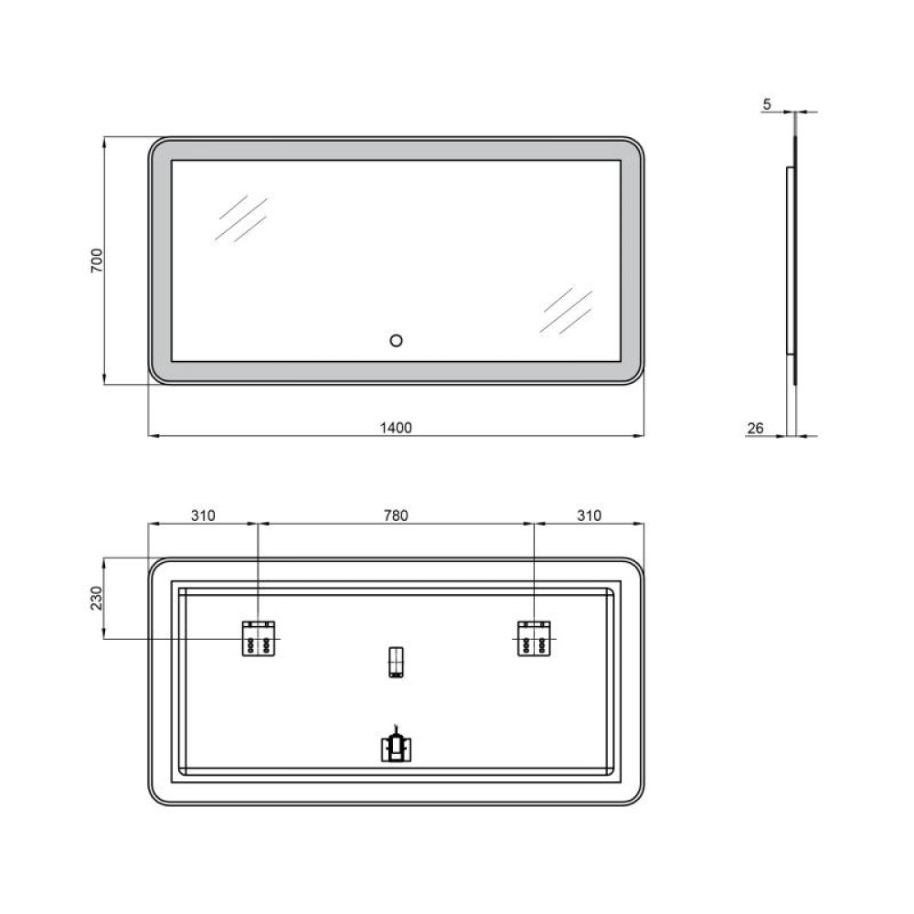 Дзеркало Qtap Swan з LED-підсвічуванням QT1678141470140W 