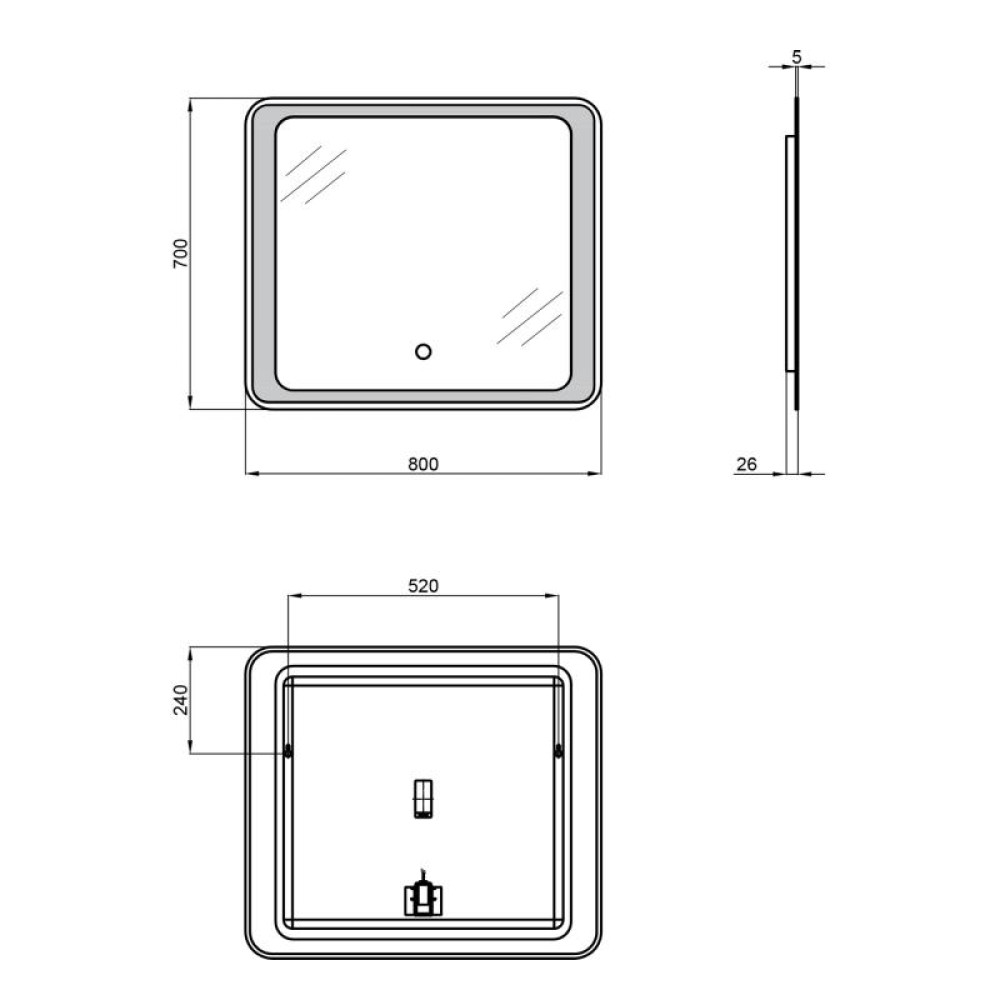 Дзеркало Qtap Leo з LED-підсвічуванням QT117814187080W 