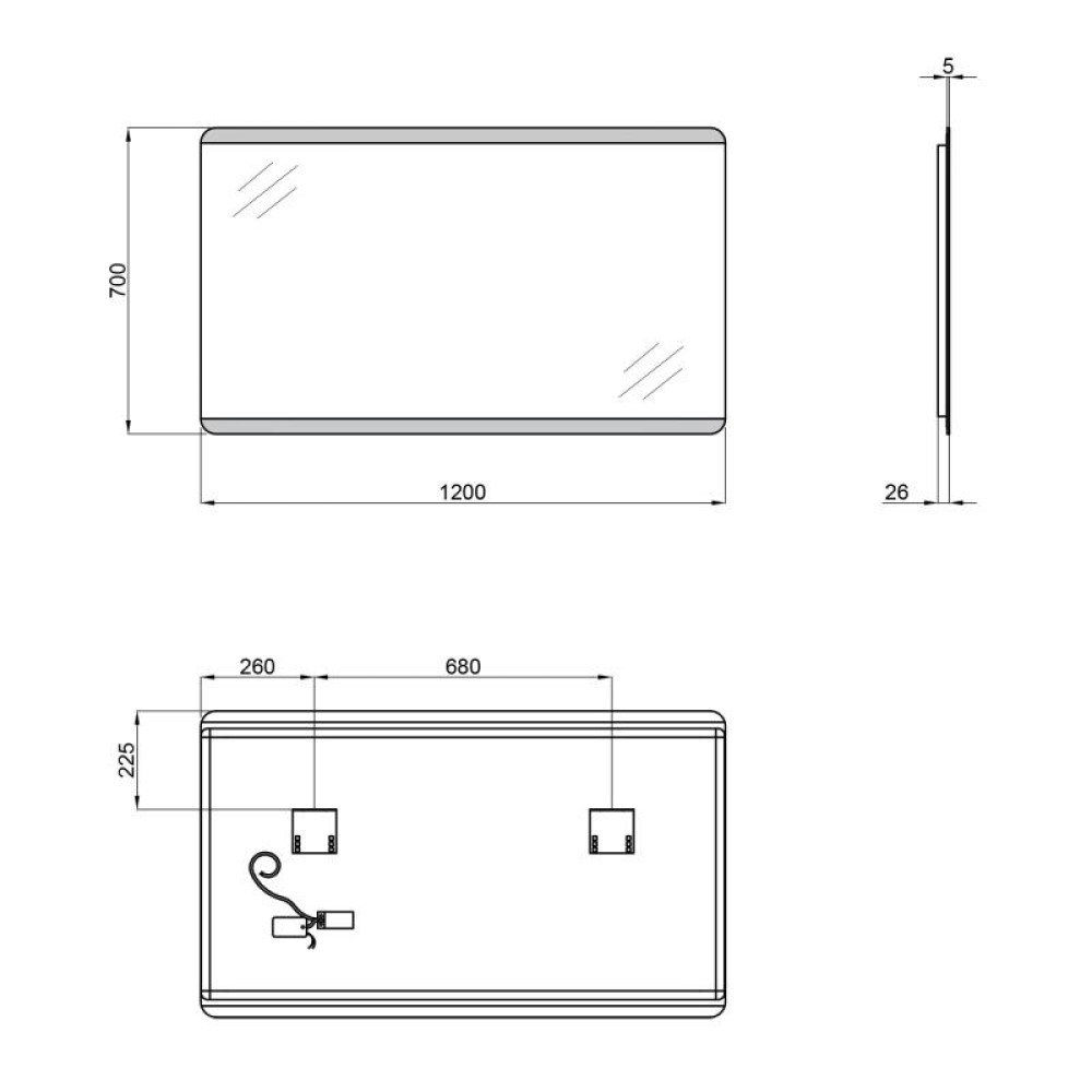 Дзеркало Qtap Tern з LED-підсвічуванням QT1778120870120W 