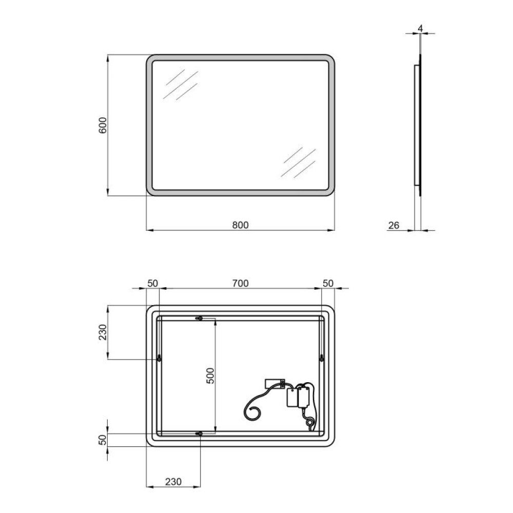 Дзеркало Qtap Tern з LED-підсвічуванням, Reverse QT177814276080W 