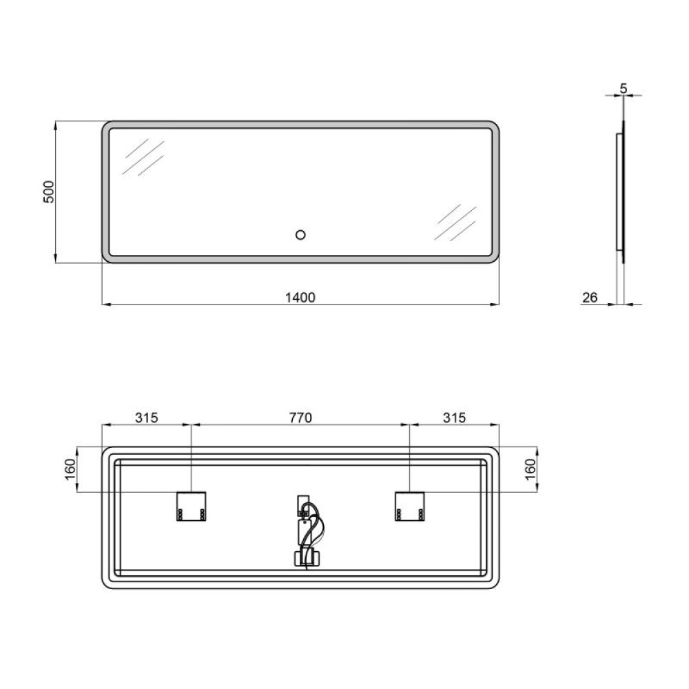 Дзеркало Qtap Tern з LED-підсвічуванням QT1778142750140W