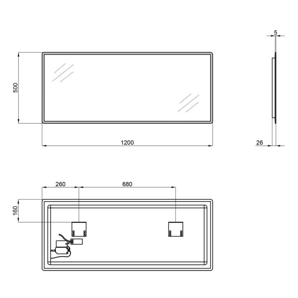 Дзеркало Qtap Tern з LED-підсвічуванням QT1778140450120W
