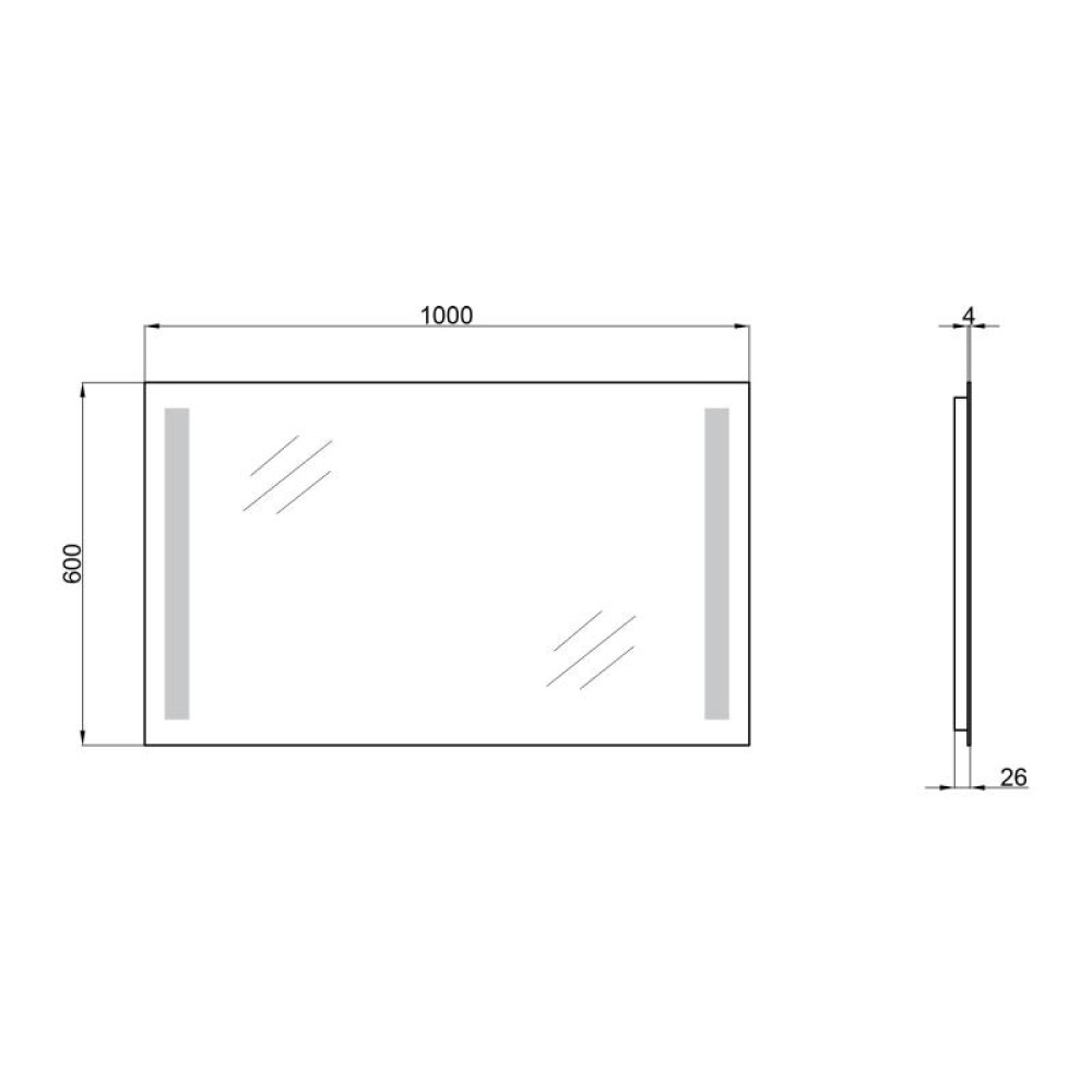 Дзеркало Qtap Mideya New 1000х600 з LED-підсвіченням, Reverse QT20781403W