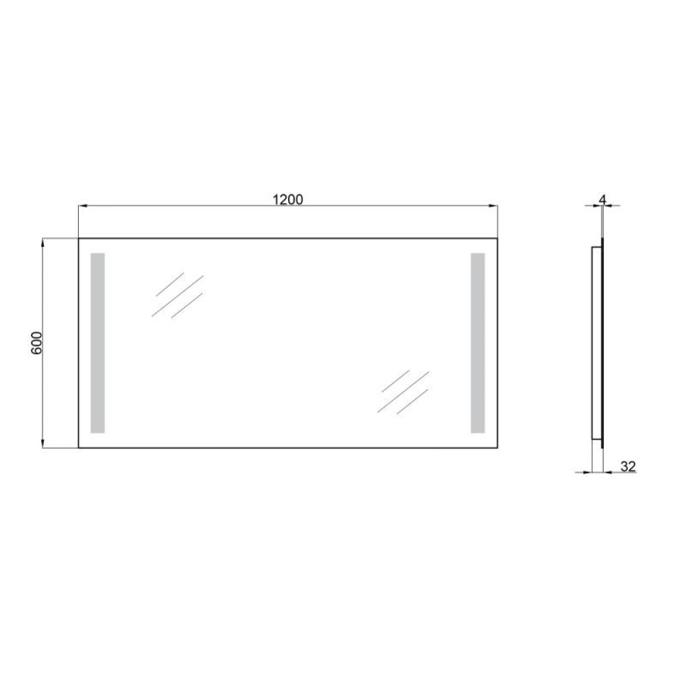 Дзеркало Qtap Mideya New 1200х600 QT20783502W