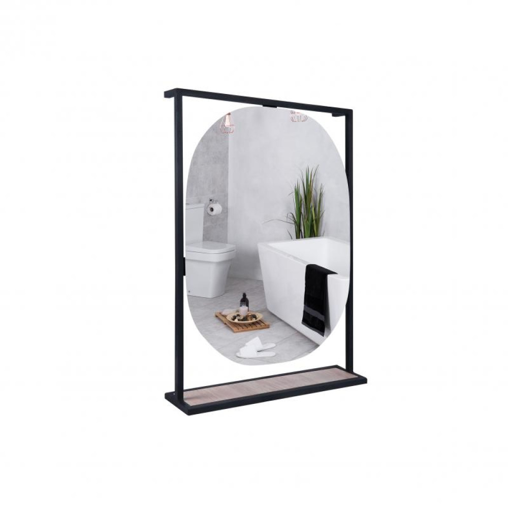 Дзеркало Qtap Taurus 600х850х140 Black/Whitish oak з LED-підсвічуванням QT2478ZP600BWO