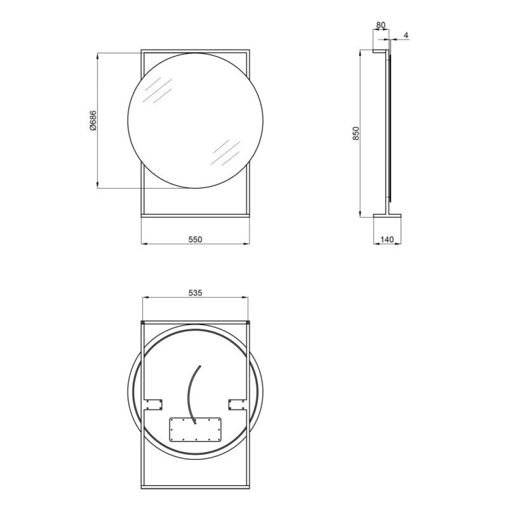 Дзеркало Qtap Taurus Black/Whitish oak з LED-підсвічуванням QT2478ZP700BWO
