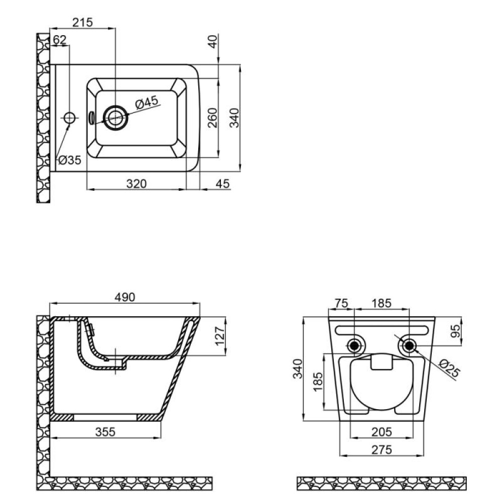 Біде підвісне Qtap Tern QT1755052FMB