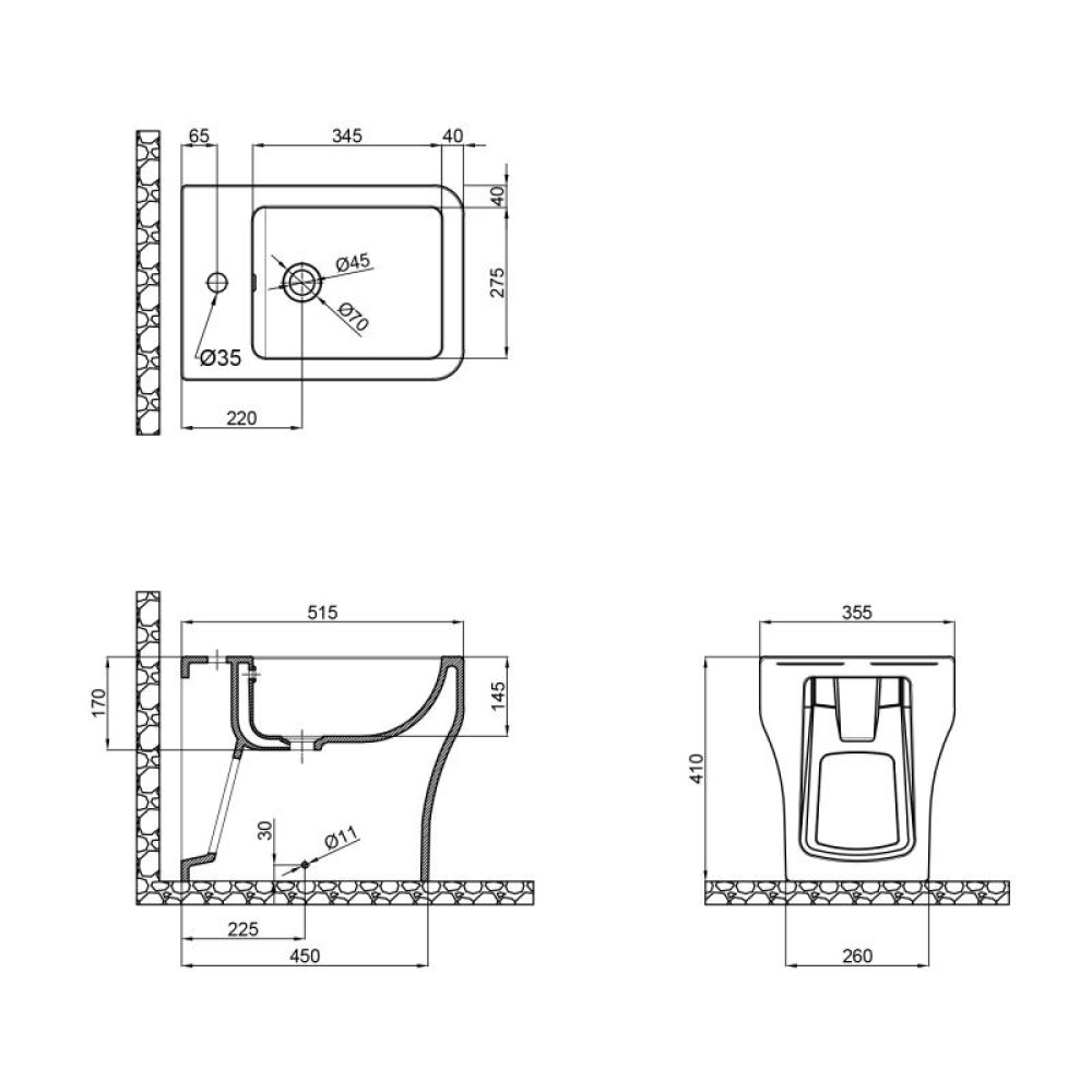Біде підлогове Qtap Cardinal White QT0444B660BW