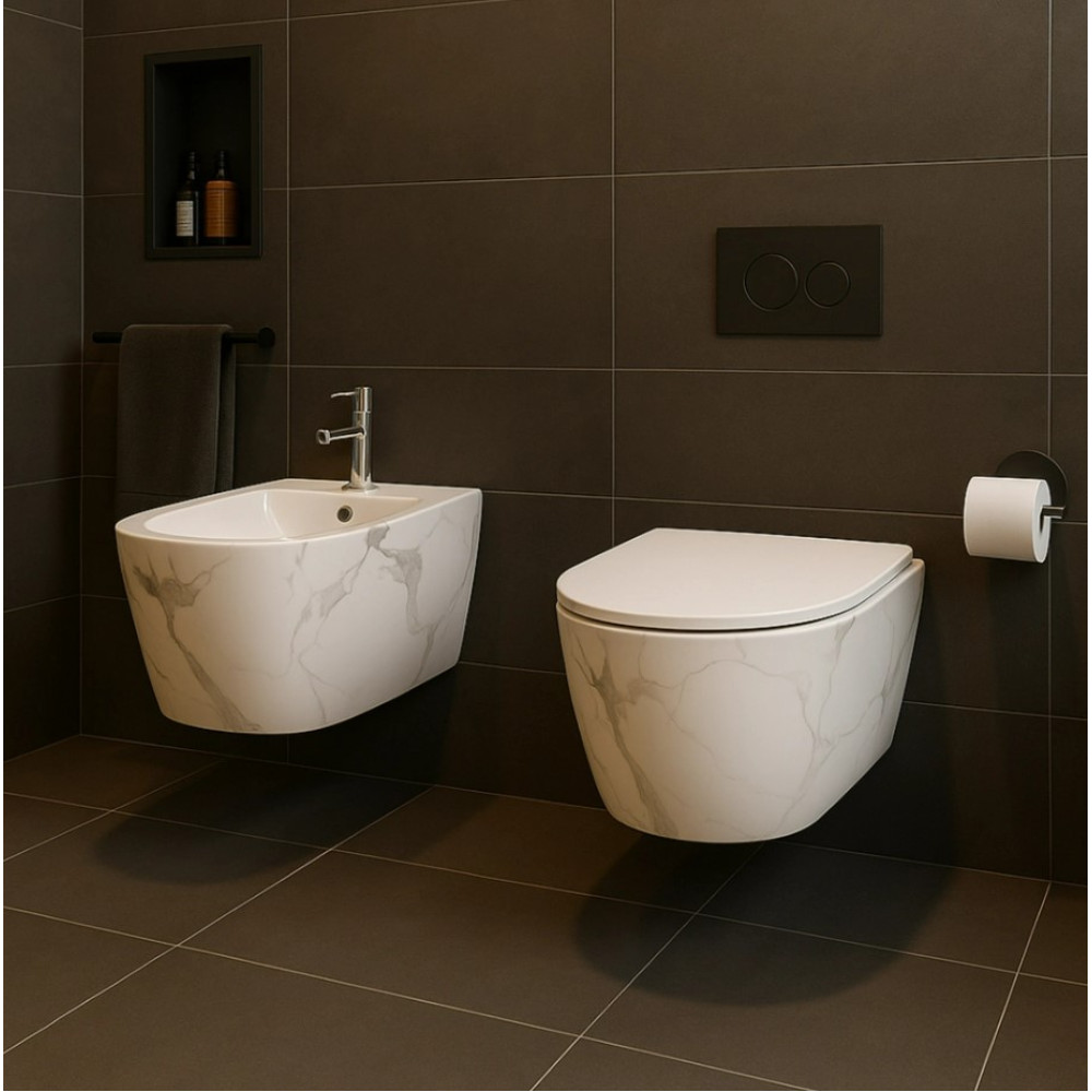 Биде подвесное Qtap Robin Marble QT13551381GMR