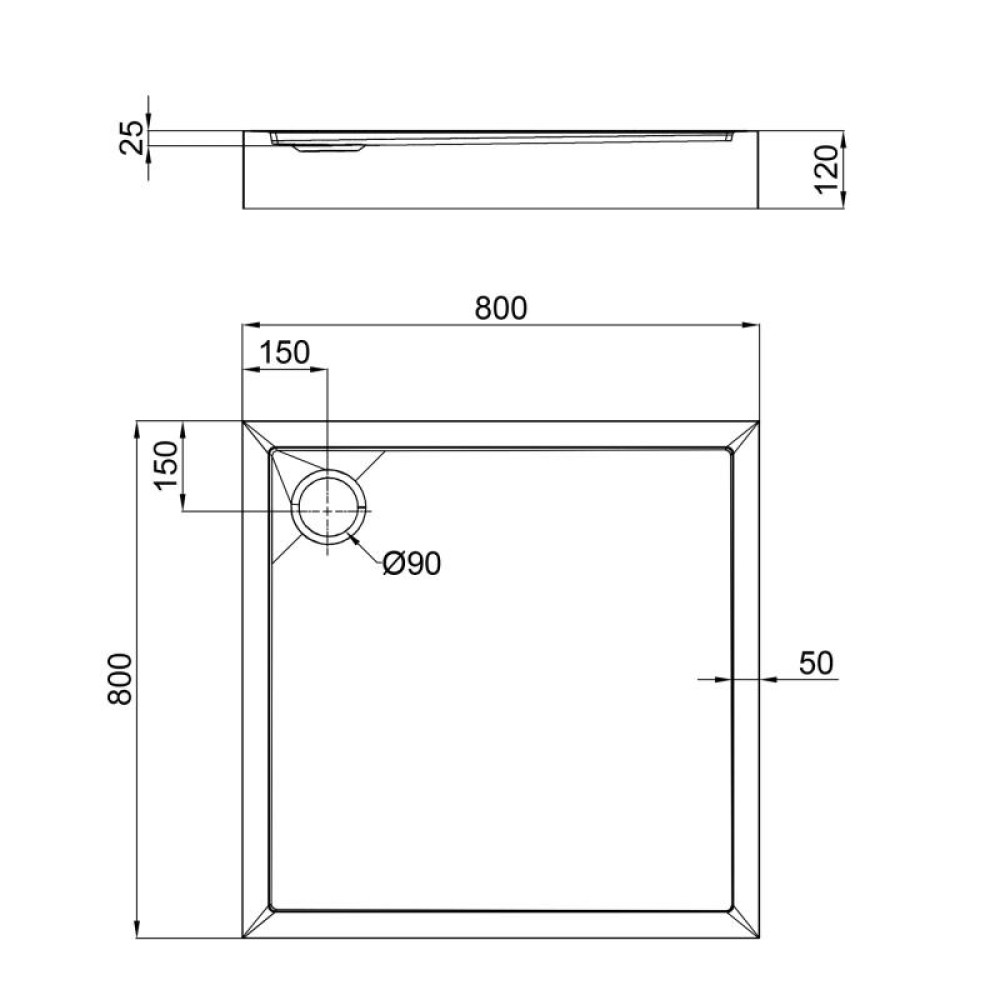 Душовий піддон Qtap Tern 308812 сифон