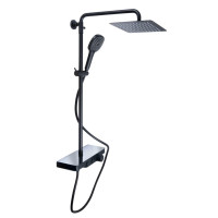 Душова система універсальна Qtap Sloup Black Matt термостатична з полицею QTSL57T105VNKBB