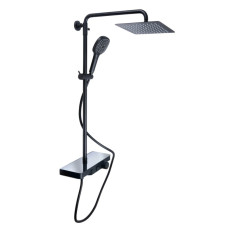 Душевая система универсальная Qtap Sloup Black Matt термостатическая с полкой QTSL57T105VNKBB