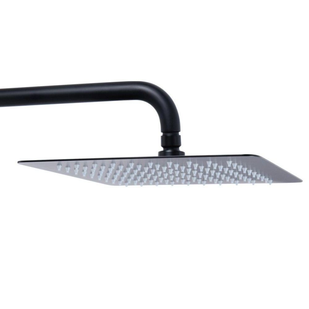 Душевая система универсальная Qtap Sloup Black Matt термостатическая с полкой QTSL57T105VNKBB