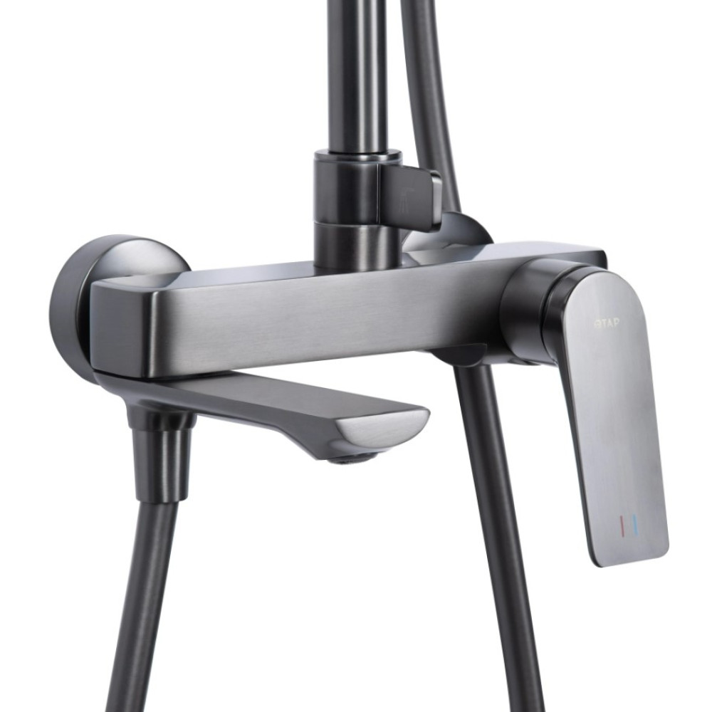 Душевая система универсальная Qtap Vlasta New Gunmetal Black PVD с изливом QTVLA111GMB45651