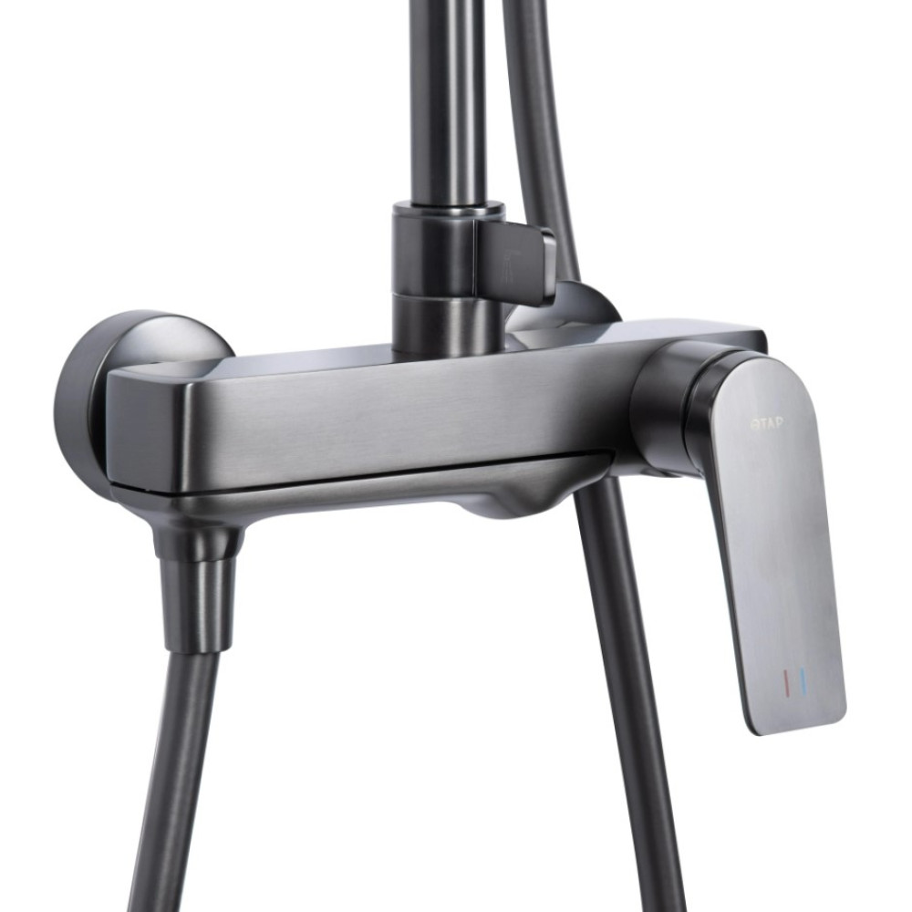 Душевая система универсальная Qtap Vlasta New Gunmetal Black PVD с изливом QTVLA111GMB45651