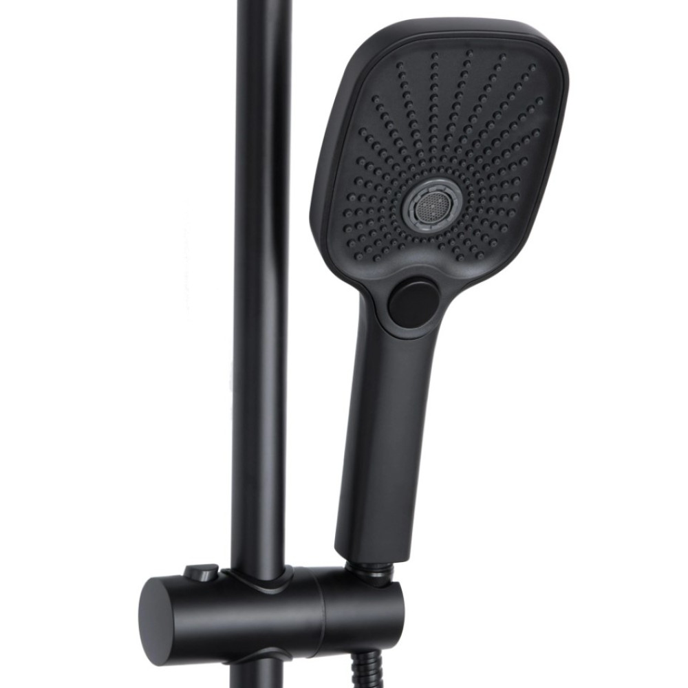Душевая система универсальная Qtap Gemini Black Matt с изливом QTGEM111BLM45686